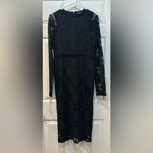 Caris Black Lace Bodycon Dress Witchy Whimsigoth Dark Fairy Back Zip Size 10
